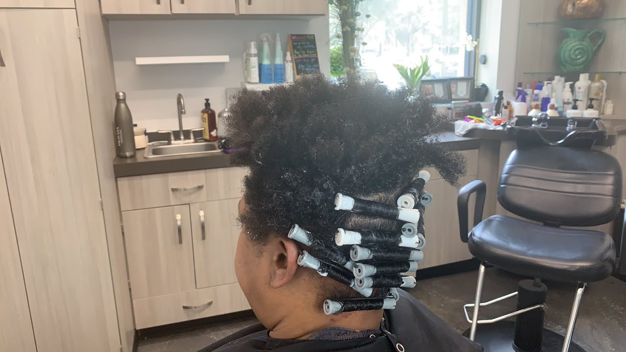 Rod set on natural hair