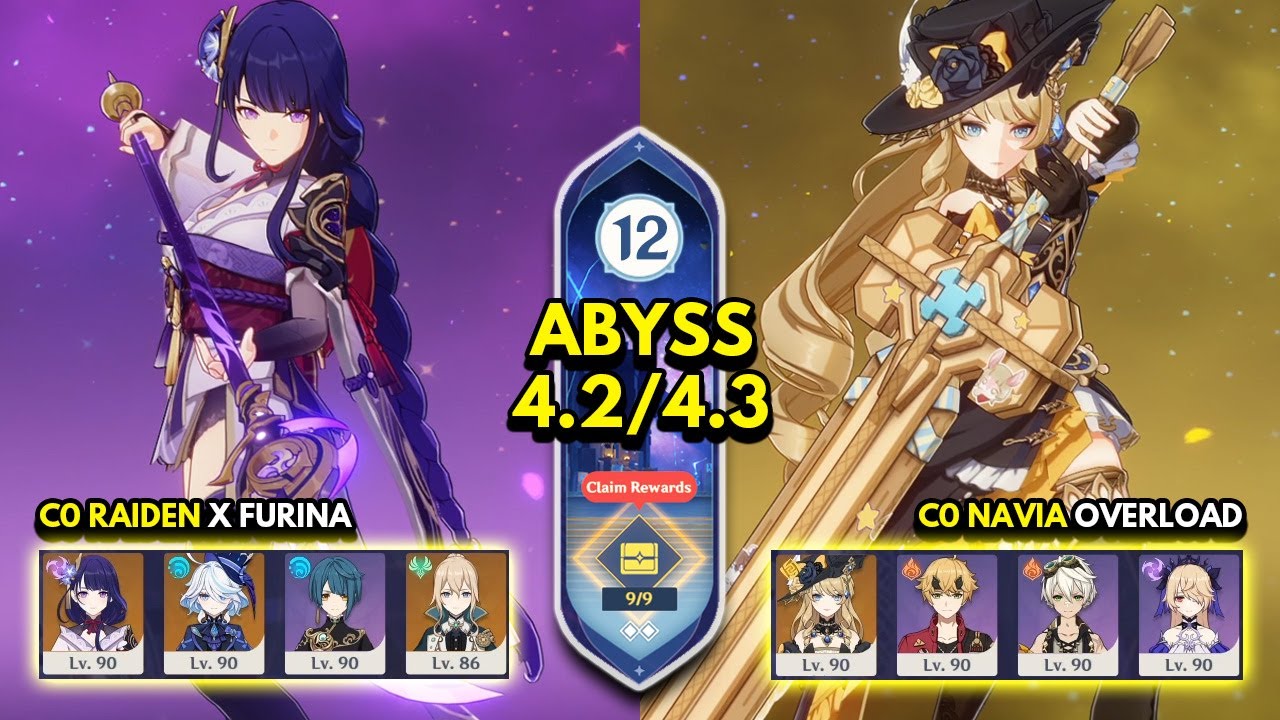 C0 Raiden x Furina & C0 Navia Overload | Spiral Abyss 4.3 Floor 12 9 Stars | Genshin Impact 4.3