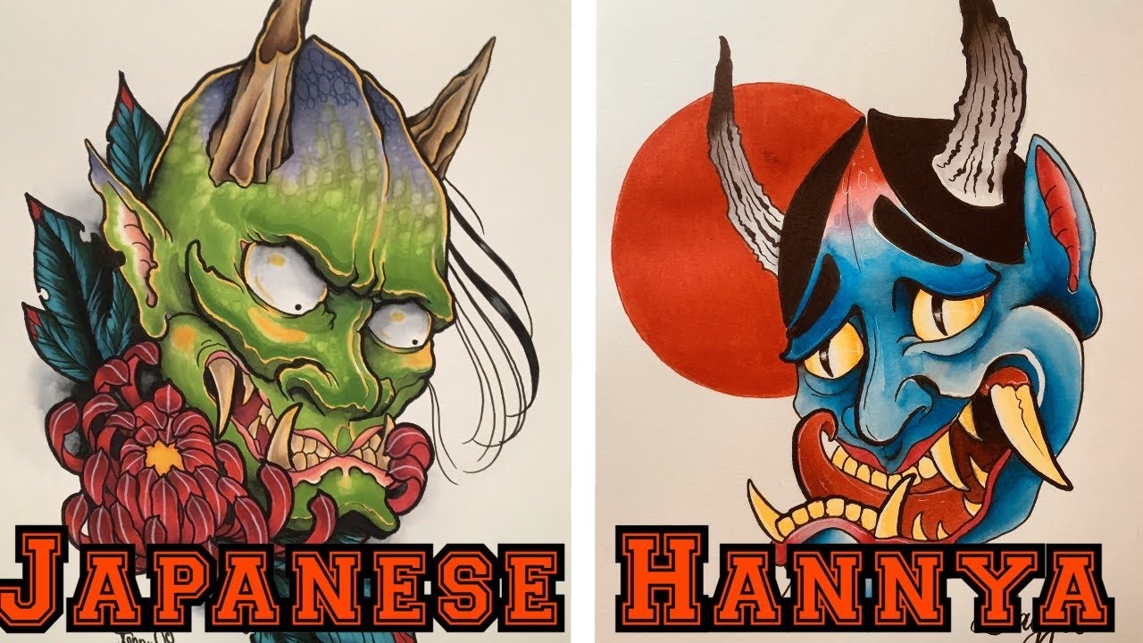 How to draw a Hannya mask (new school style)
