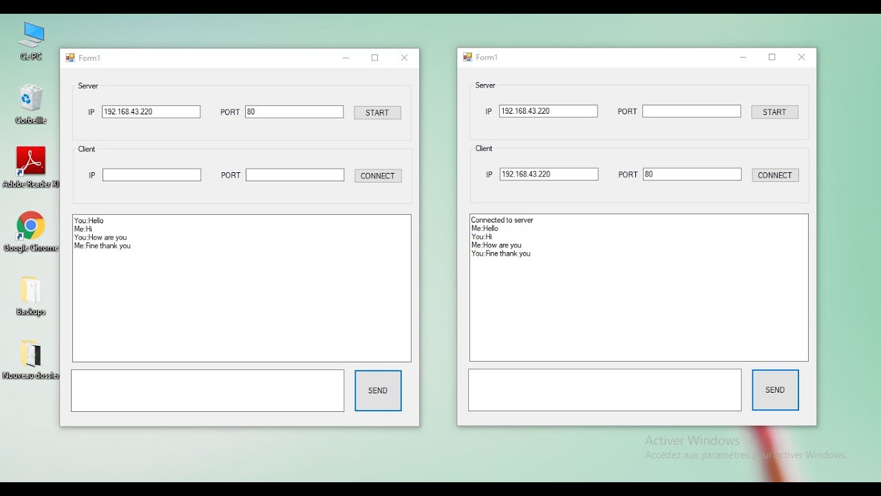 Client Server programming in C# (Chat application)