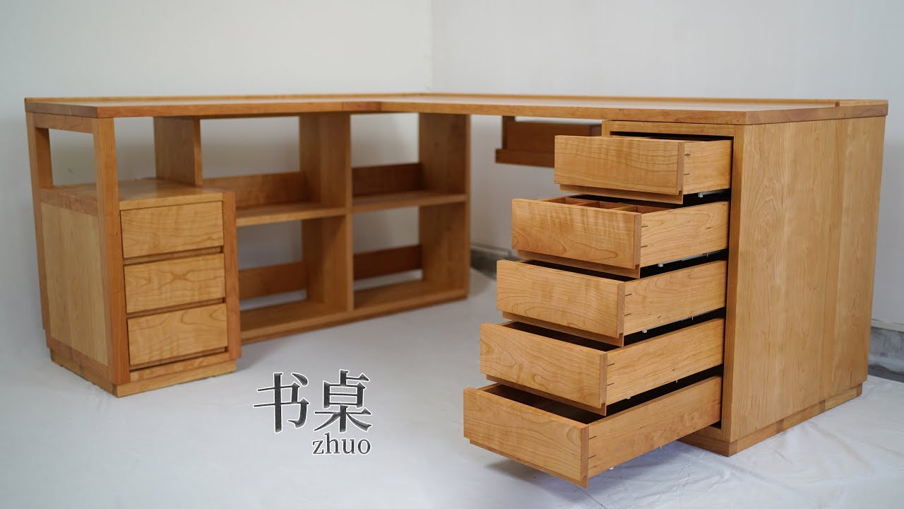 No nails, Make a luxurious L-shaped desk for 20 days 丨Mortise and tenon