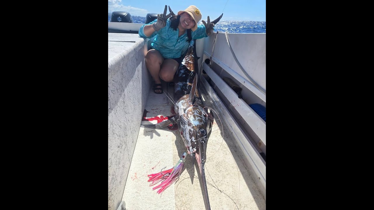 Mariko's first marlin 3/23/25 Waianae, Oahu, Hawaii