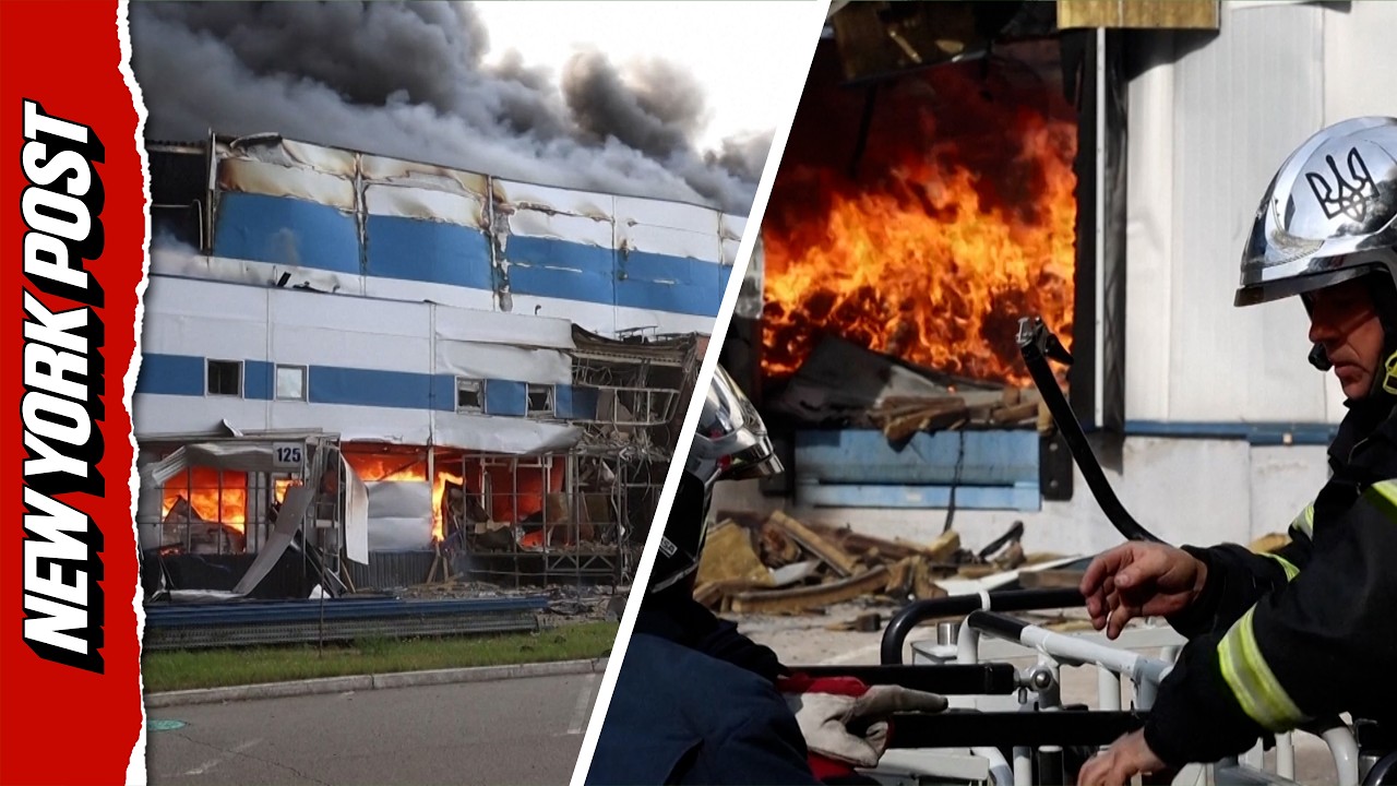 Russian Drone Strike Engulfs Pharma Warehouse In Massive Fire Near Kyiv
