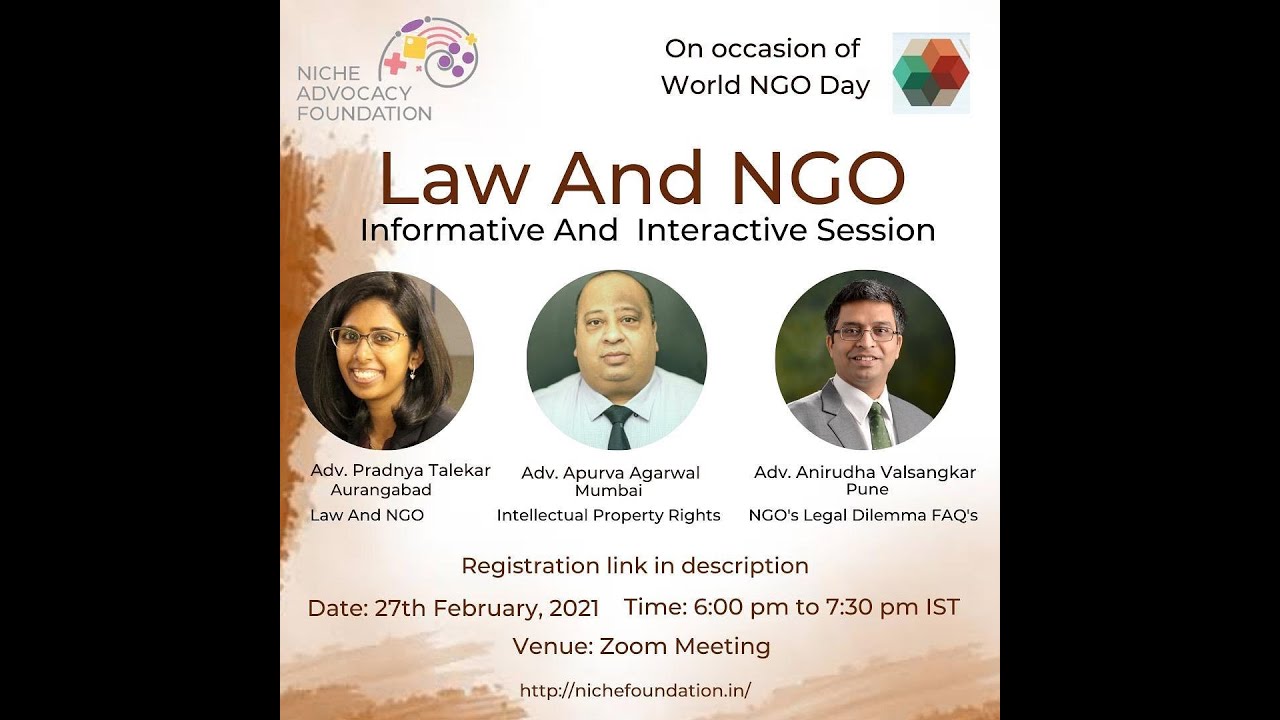 Law and NGO | NICHE Advocacy Foundation | Adv. Pradnya Talekar | 27th Feb 2021 - Part 1