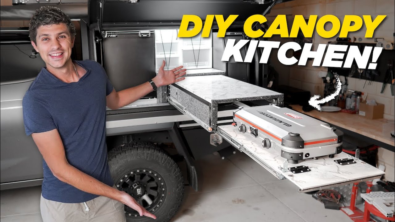 My DIY slide-out canopy kitchen is finished! Kitchen Build Part 3/3