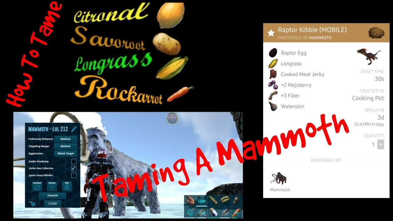 How To Tame A Mammoth In [ Ark Survival Mobile ]