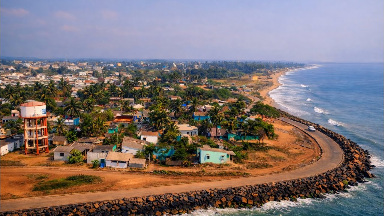 Uppada Beach Side Village – Stunning 4K Drone Cinematic View | Andhra Pradesh Coastal Beauty