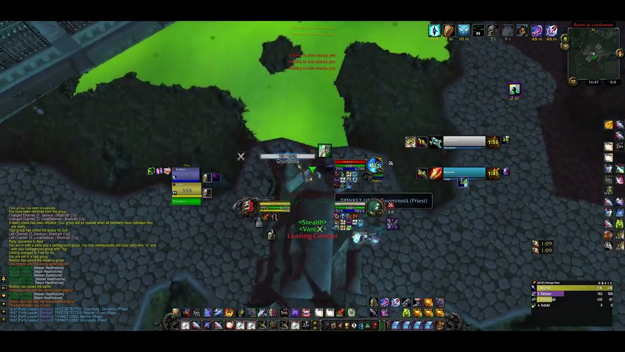 Anniversary TBC arena rogue/lock (h) vs mage/disc (h)