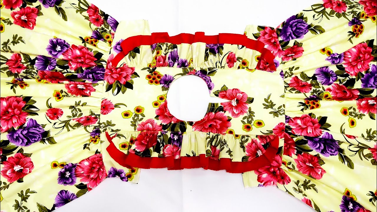 Very easy dress cutting and sewing//for 3-4 years//no pattern//sewing is easy