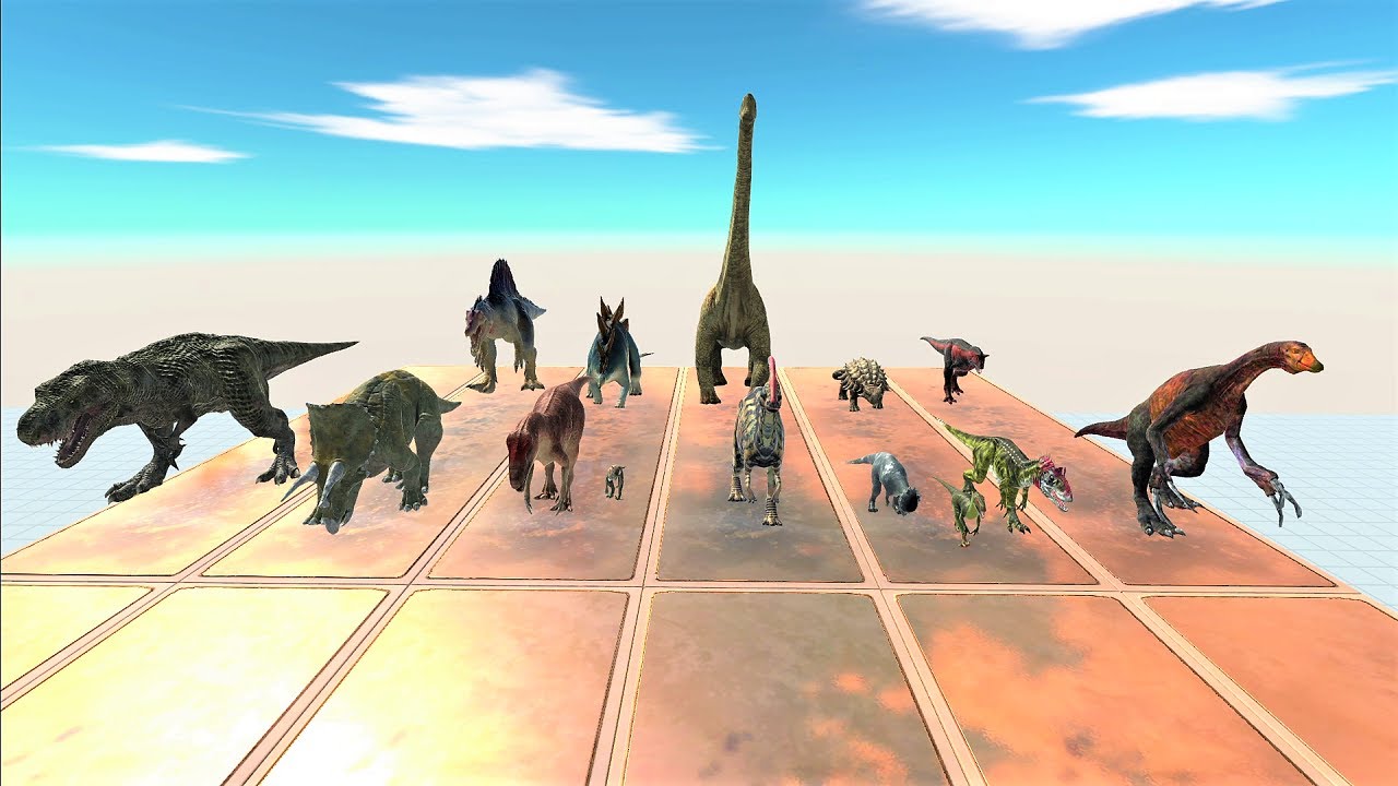 All dinosaurs speed race. Long straight course! | Animal Revolt Battle Simulator