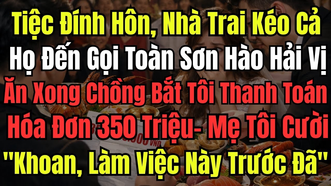 Tiệc Đính Hôn, Nhà Trai Kéo Cả Họ Đến Gọi Toàn Sơn Hào Hải Vị, Xong Xuôi Chồng Bắt Tôi Thanh Toán H