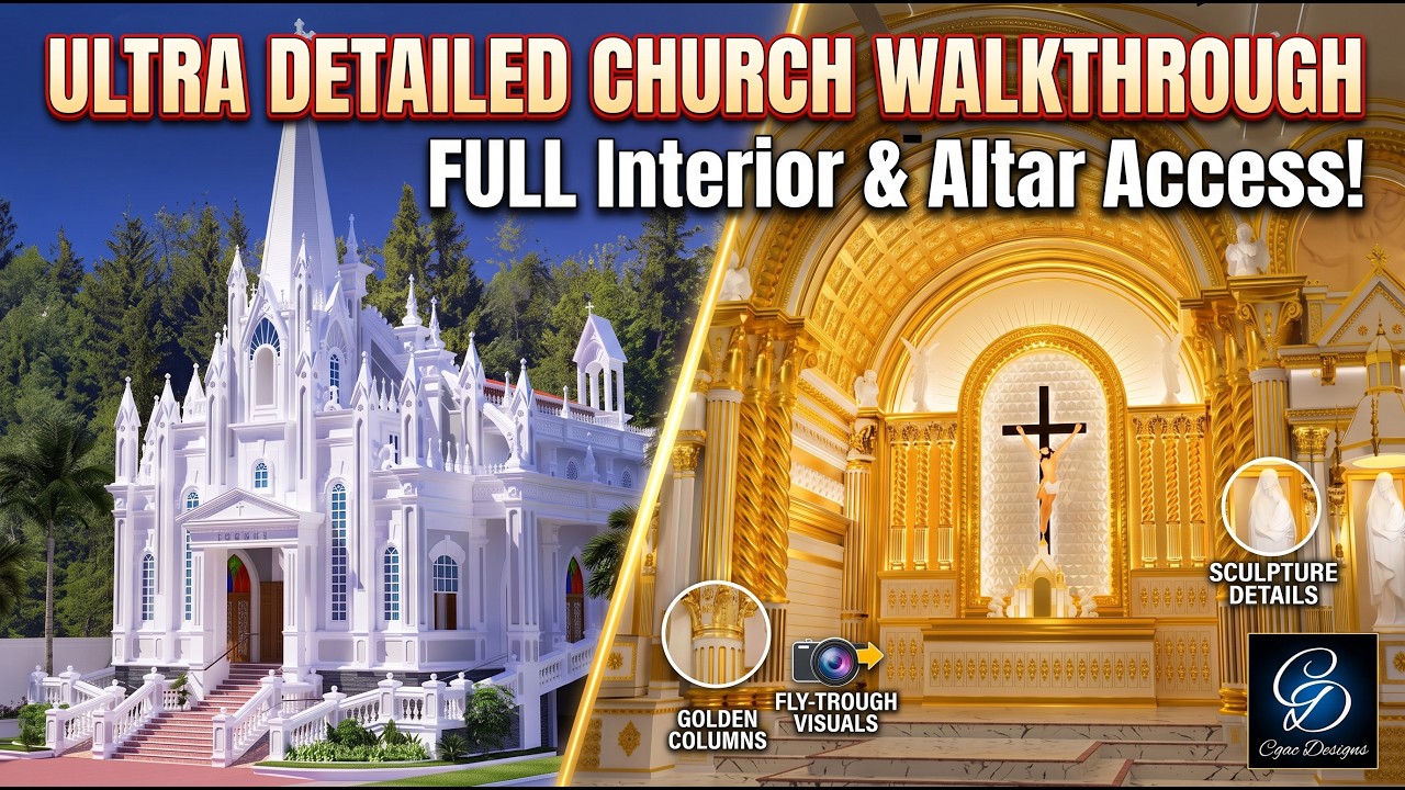 Church Design  walk-through animation | Exterior & Interior Design
