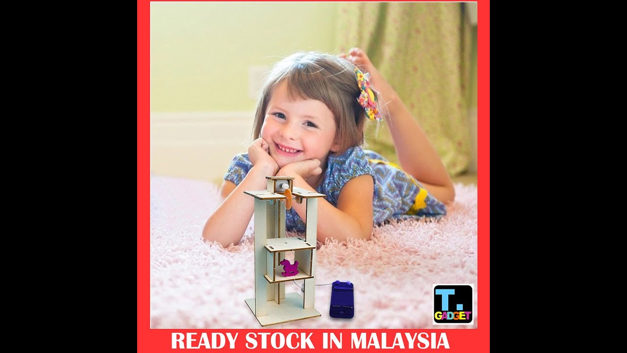 Tgadget DIY Wooden Remote Control Electric Lift Elevator Toy Science Experiment STEM Education Toys