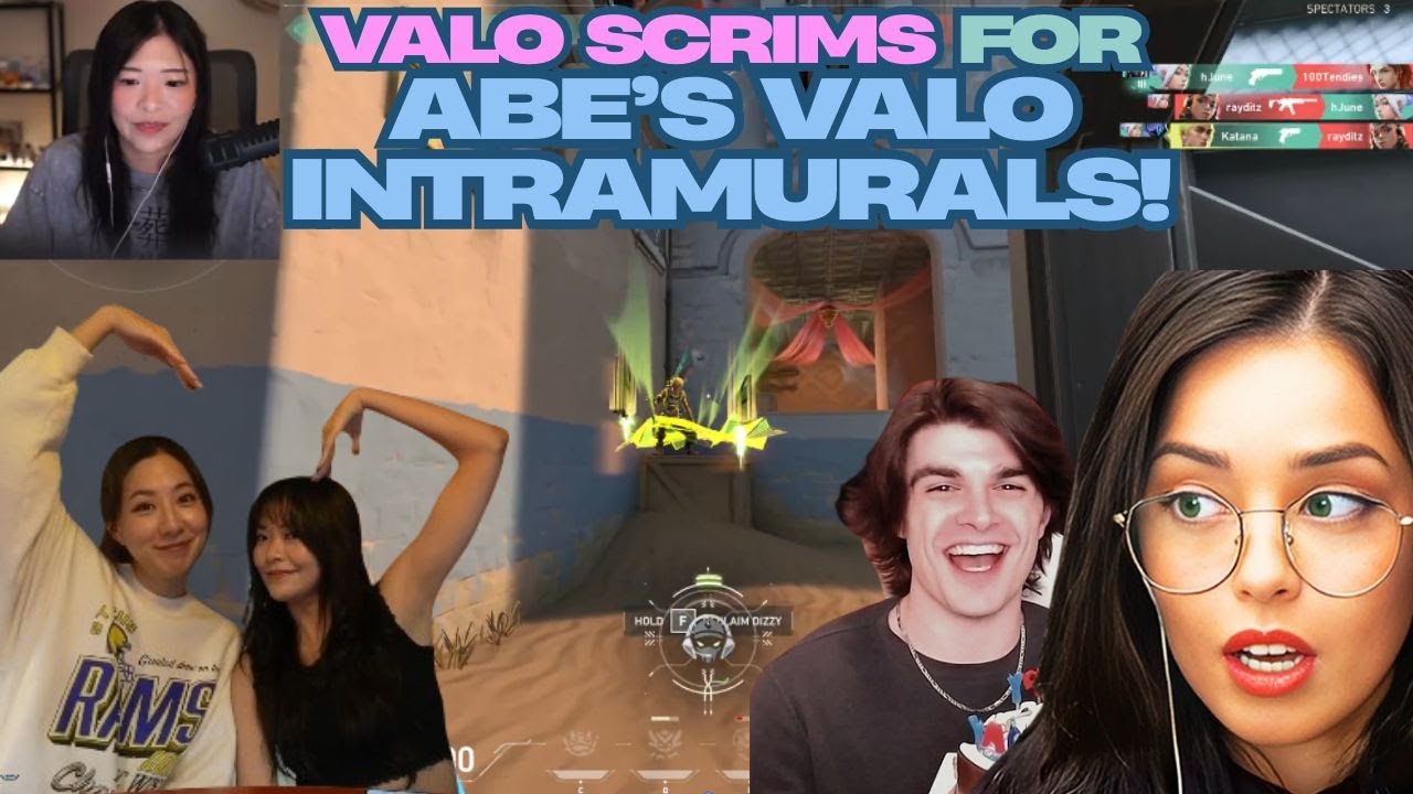 Valkyrae Kkatamina Valorant Scrims vs Team Ryan for Abe's Valo Intramurals ft. Foolish Fuslie Hjune!