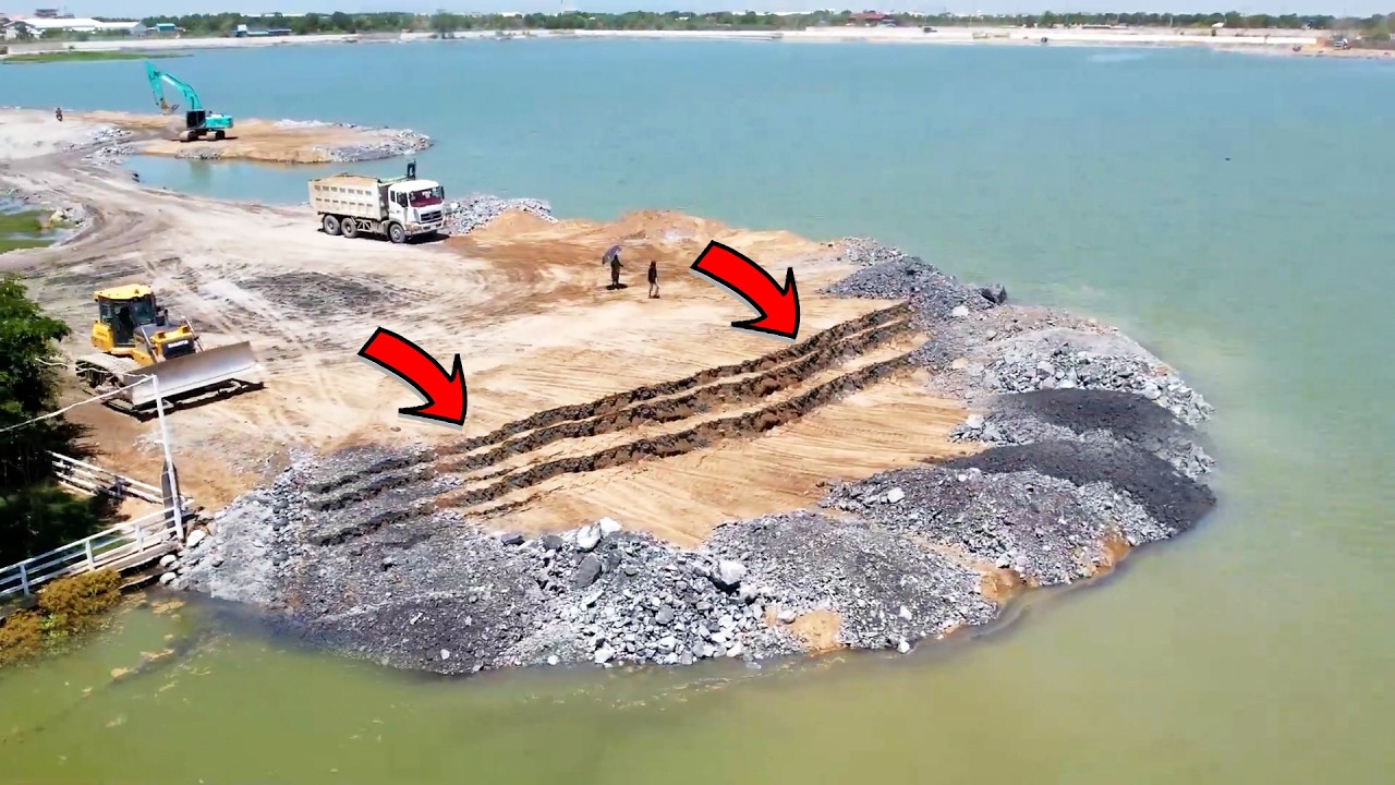 OMG, Be Careful! This Area's So Deep Trucks Need Fastest Transport Sand Mix With Stones to Repair
