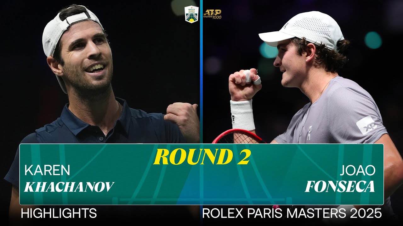 Karen Khachanov vs Joao Fonseca R2 highlights | Rolex Paris Masters