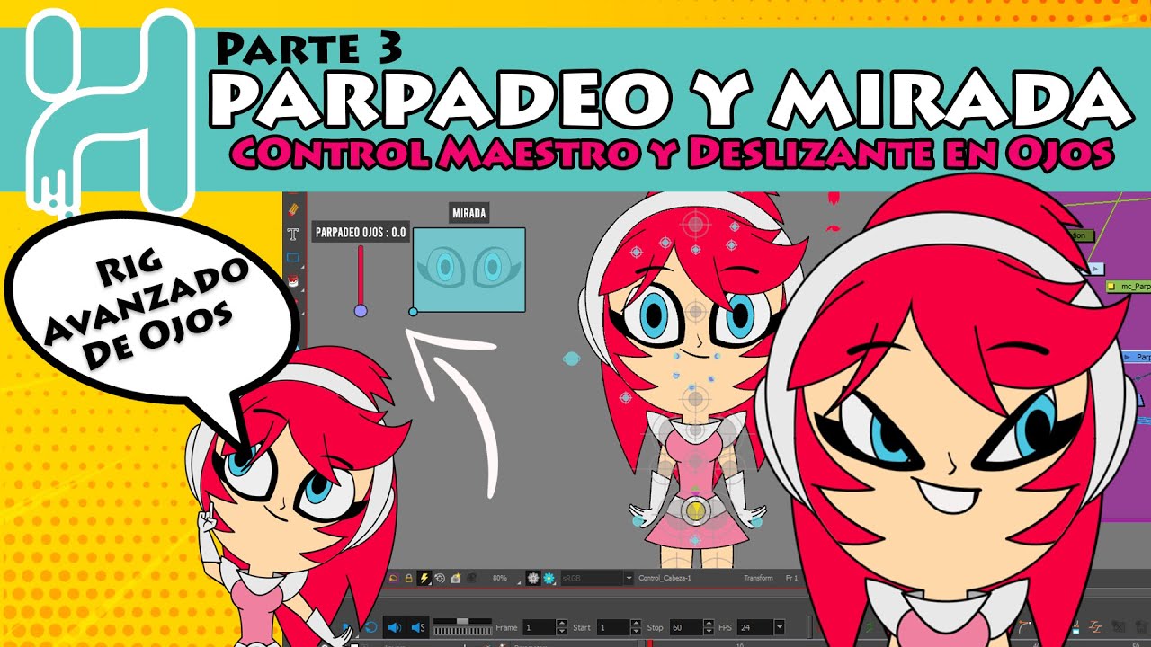 3. Controles para parpadeo y mirada - ToonBoom - Deformadores y Slider para parpadeo