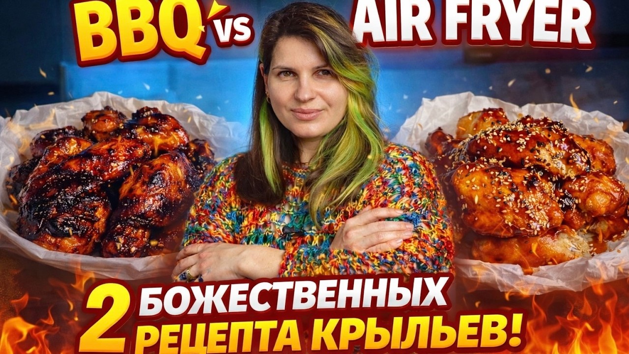 СЕКРЕТ ИДЕАЛЬНЫХ КРЫЛЫШЕК. КРЫЛЫШКИ BBQ VS AIR FRYER. 2 РЕЦЕПТА