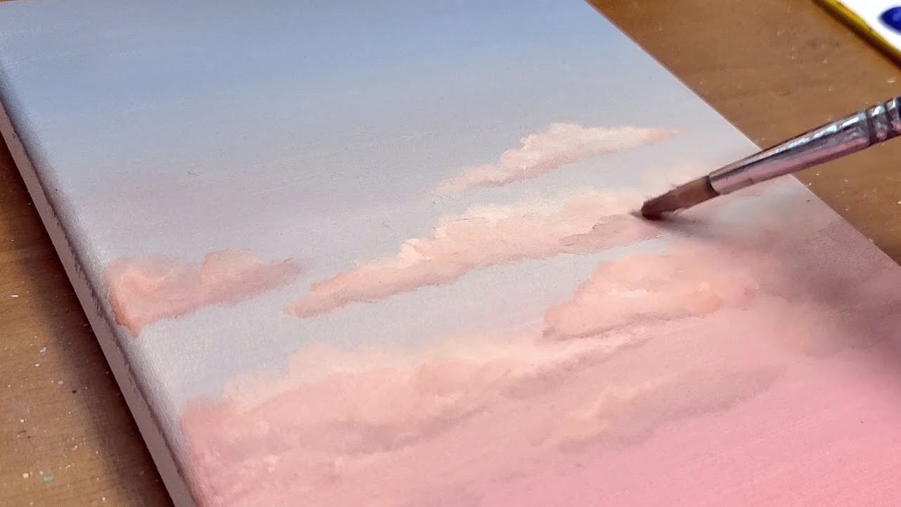 4가지 색으로 모노톤 하늘 그리기┃아크릴화 초보자를 위한 그림┃#136