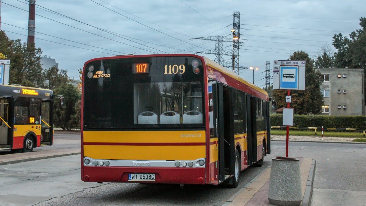 Przejazd: Solaris Urbino 12 III #1109 MZA Warszawa - Linia 107