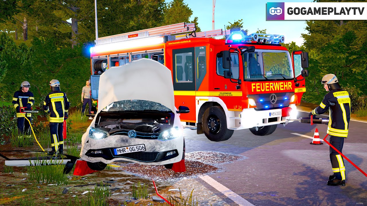 Экстренный вызов 112 - немецкие пожарные реагируют на автомобильную аварию!