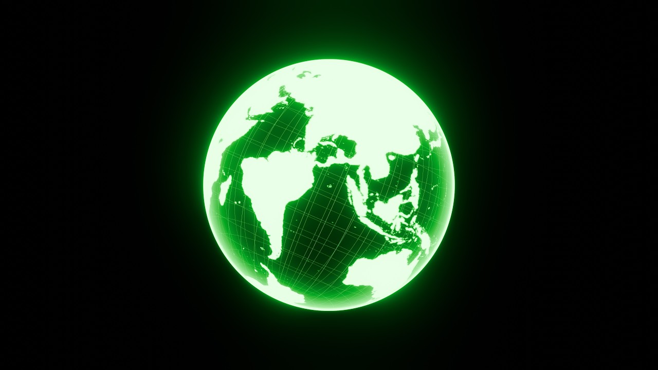 1 Hour 4K Digital Earth Wireframe Hologram Motion Graphics Background VJ Loop DJ Visuals Screensaver