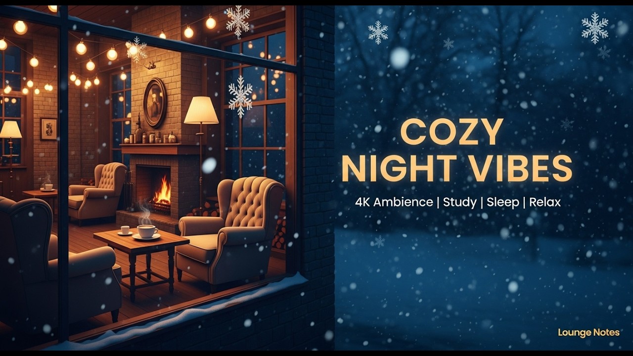 Winter Snow Jazz Café ❄️🎷 4K Ambience Perfect for Focus, Sleep & Cozy Night Relaxation