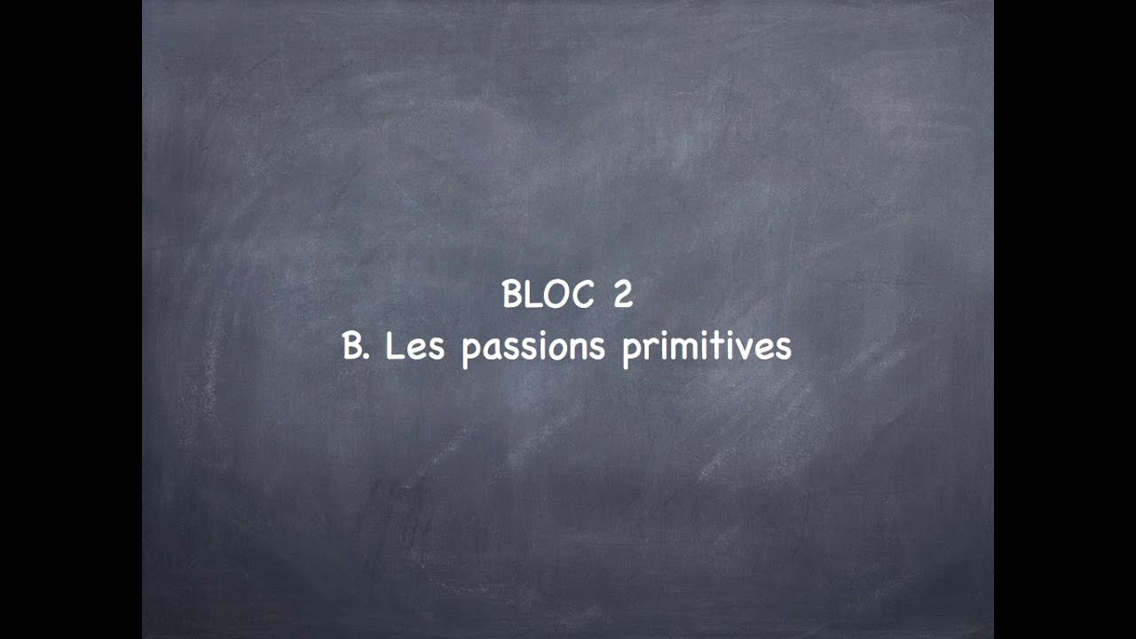 Descartes - Les passions de l'âme.  Bloc 2 - Les passions de l'âme - B. Les passions primitives