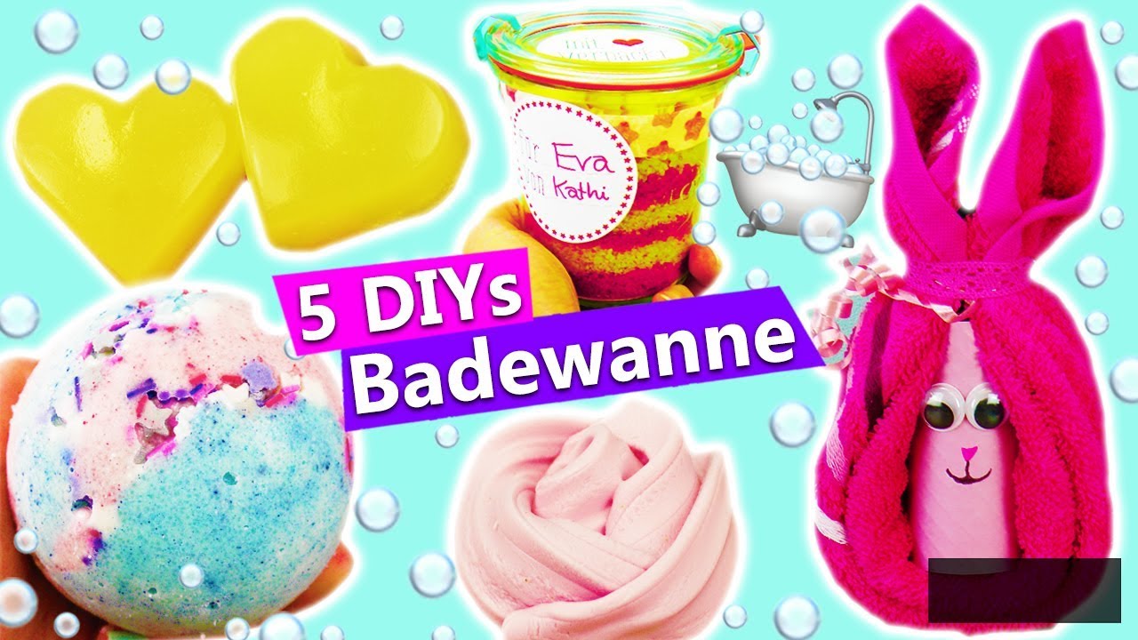 5 DIY Ideen für die BADEWANNE | Geschenke selber machen Badebombe, Dusch Schleim, Handtuch falten