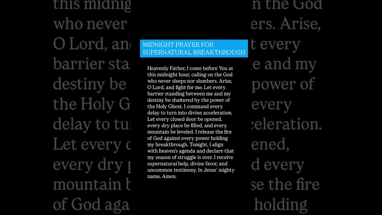 MIDNIGHT PRAYER FOR SUPERNATURAL BREAKTHROUGH