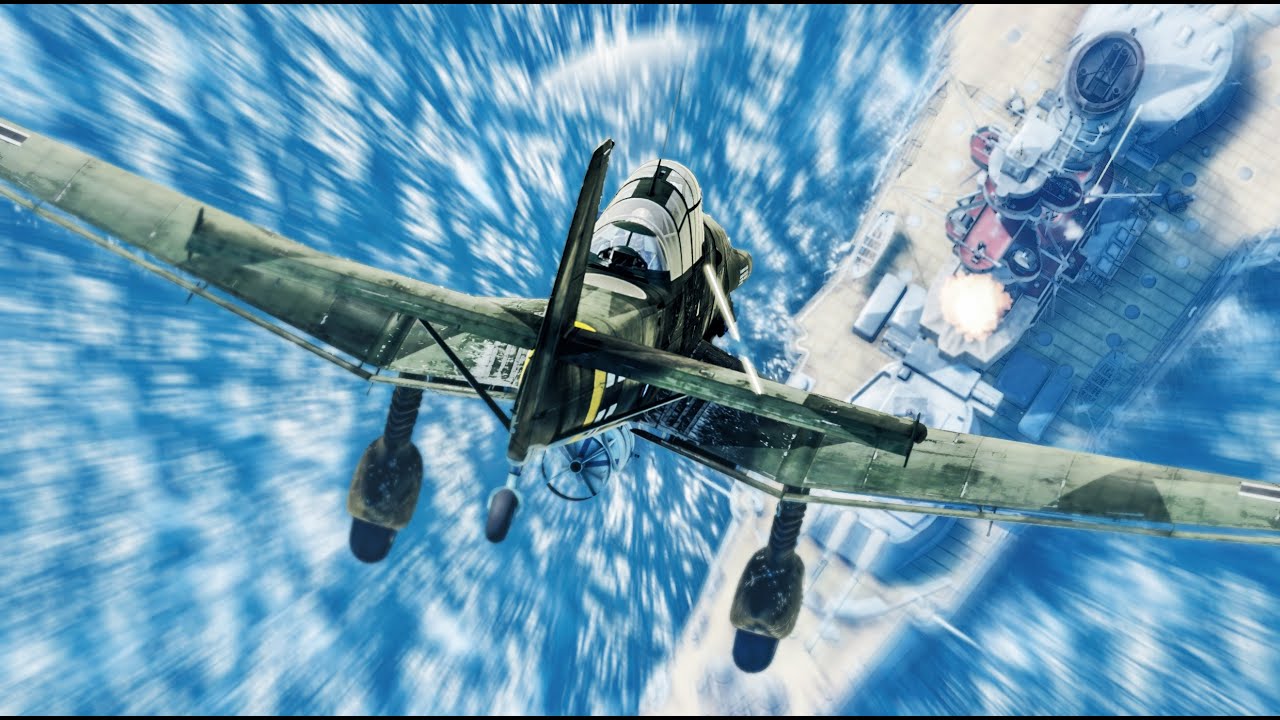 【１分動画 】1t爆弾を携え 停泊中のソ連戦艦へ急降下！ Ju87D-3