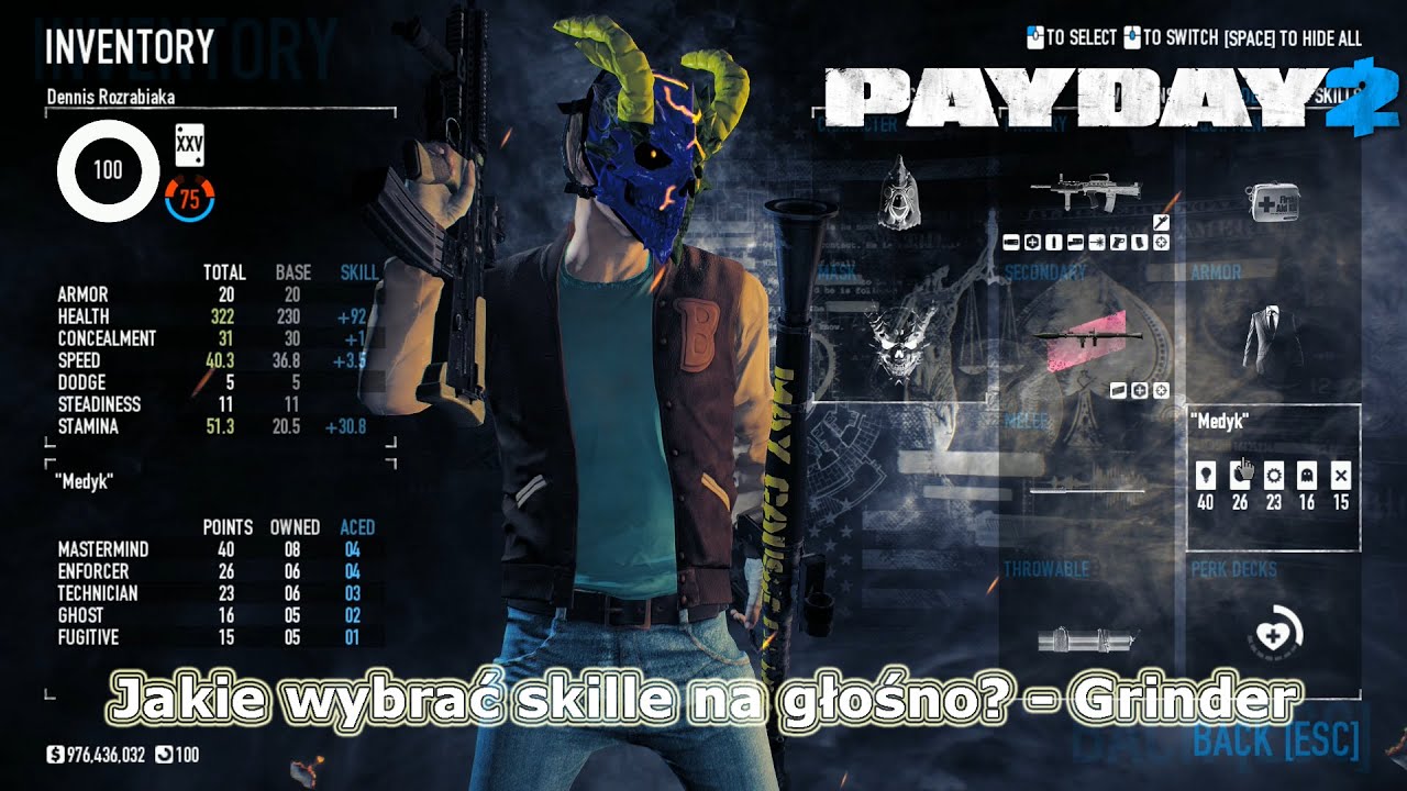 PayDay 2: Poradniki #14 - Buildy - Jakie wybrać Skille / Umiejętności na głośno? - GRINDER