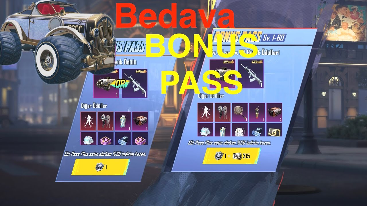 Bedava BonusPass nasıl alınır Yenı gelen bonuspas efsane monstertrack araba desenı 5level qbz sılah.