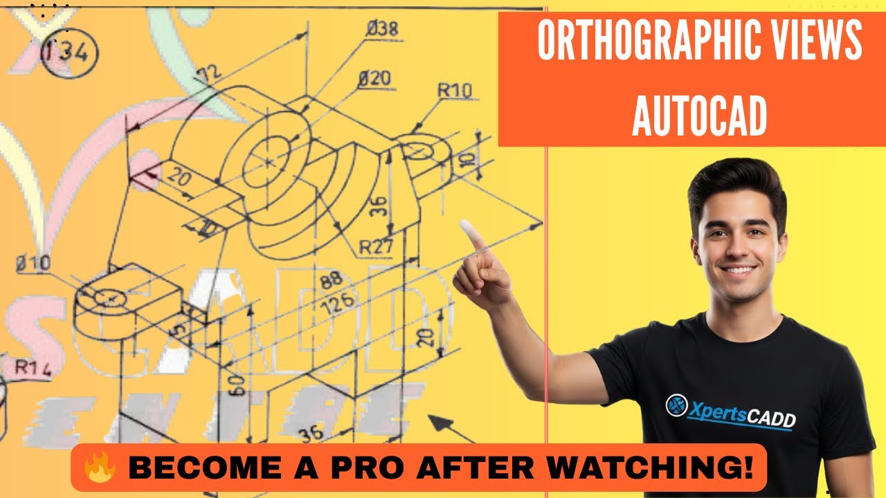 AutoCAD Orthographic Tutorial 134 | Complete Step-by-Step Guide #AUTOCAD #orthographicdrawing