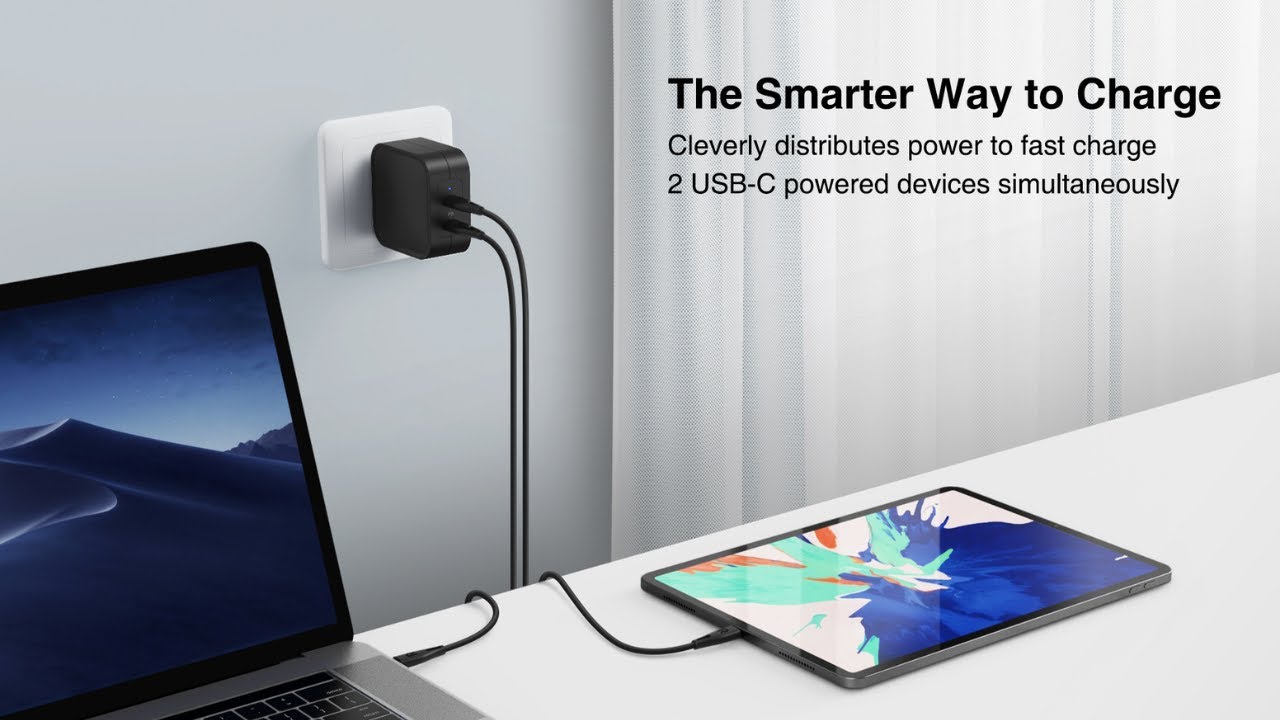 RAVPower | 90W GaN Tech Wall Charger, Smart Power Distribution (PC128)