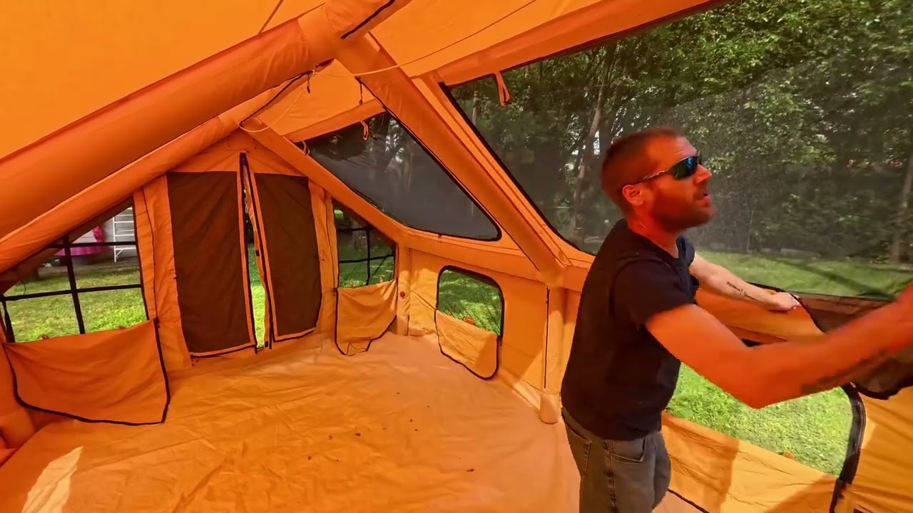 Setup and takedown of an inflatable tent @RBM-Outdoors_Coody #campping #campingtent #bigtent #camp
