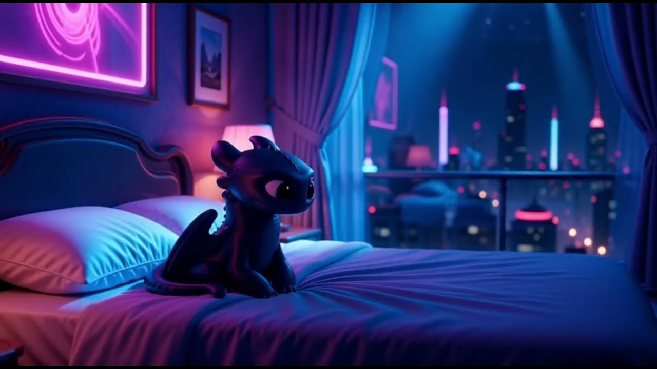 Toothless | Cyberpunk Calming Video 🌙 #Toothless #Cyberpunk #Lofi #Relaxation #Sleep