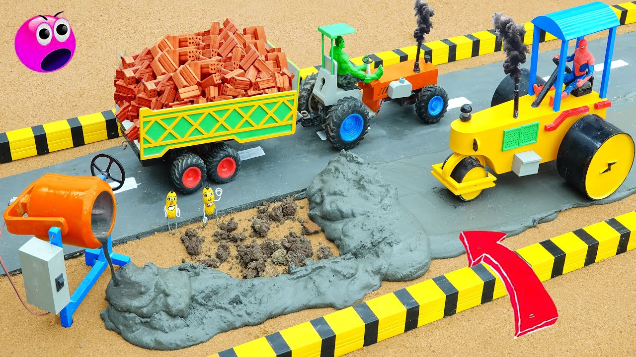 Amazing DIY Tractor Real Asphalt Road Construction – New Mini Construction Machine