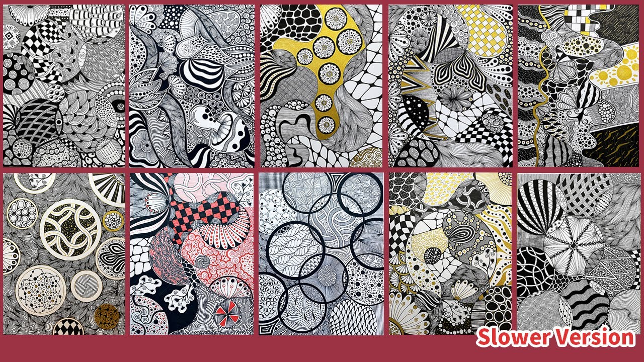 10 Zentangle Art Compilation | Zentangle Patterns | Zentangle Art | Doodle art | Slower Version