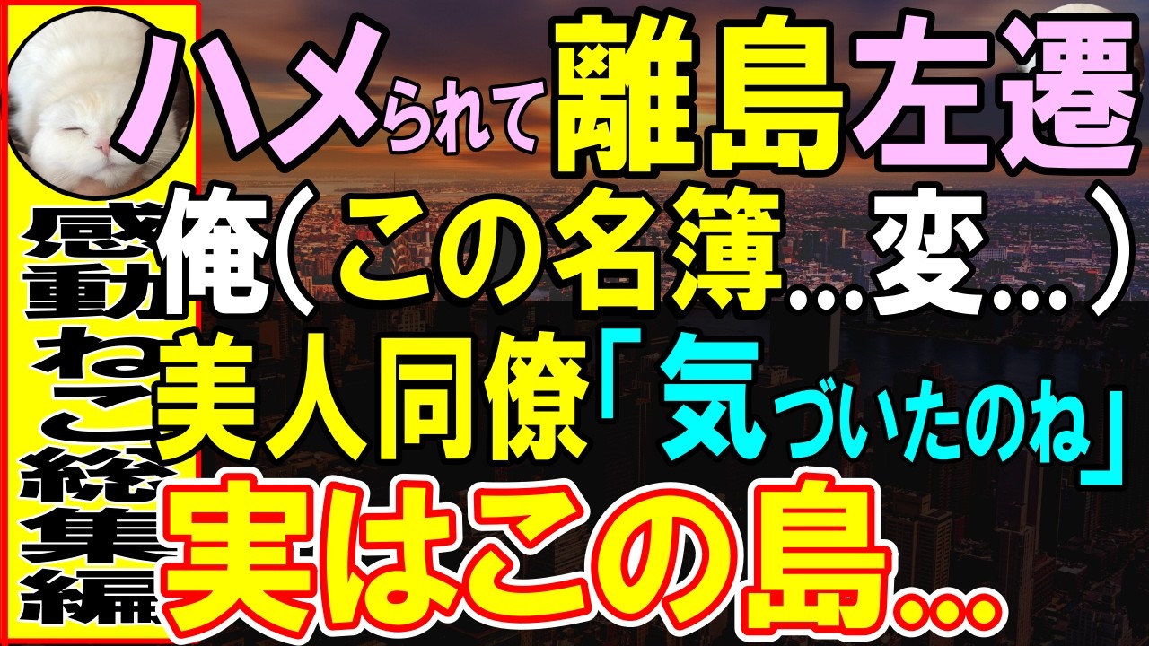 【感動する話】嵌められ離島へ左遷するとある名簿を見つけた。美人同僚に訊くと「気づいたのね」孤立した過去を持つ彼女と俺が調査すると、黒幕の正体が明らかになり…【いい話・泣ける話・朗読】