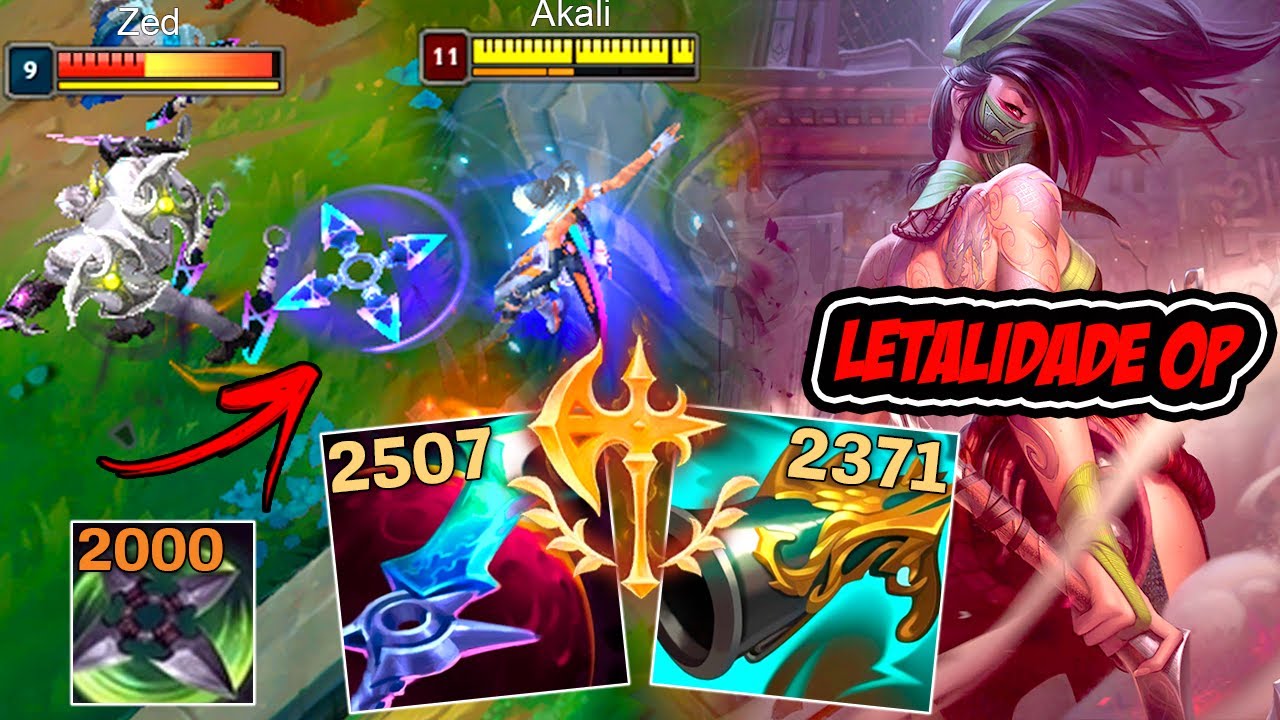AKALI LETALIDADE 2000 DE DANO NA SHURIKEN !! - LEAGUE OF LEGENDS