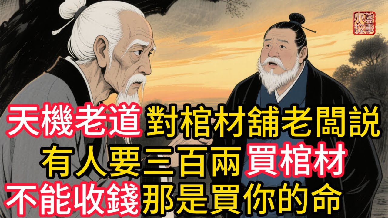 天機老道對棺材舖老闆說！有人要三百兩買棺材不能收錢，那是買你的命錢。老闆沒收卻爲何痛失愛子？#民間故事 #睡前故事#講故事##故事頻道 #中文故事 #奇闻异事
