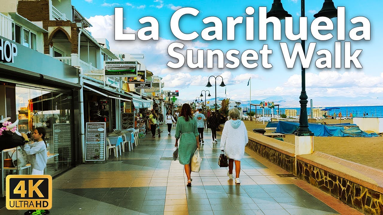 Sunset Walk in La Carihuela Promenade, Torremolinos - April Update 2023 (4K Ultra HD, 60fps)