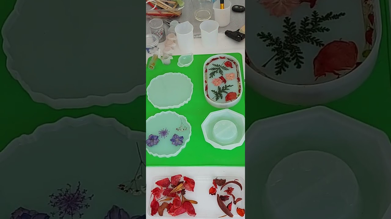 Set rasina cu flori naturale presate.