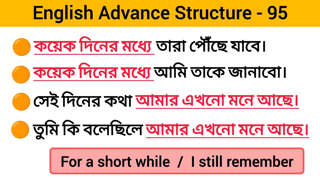 English Structure Class - 95 || Daily Use Advance English structures || @LearningTubee