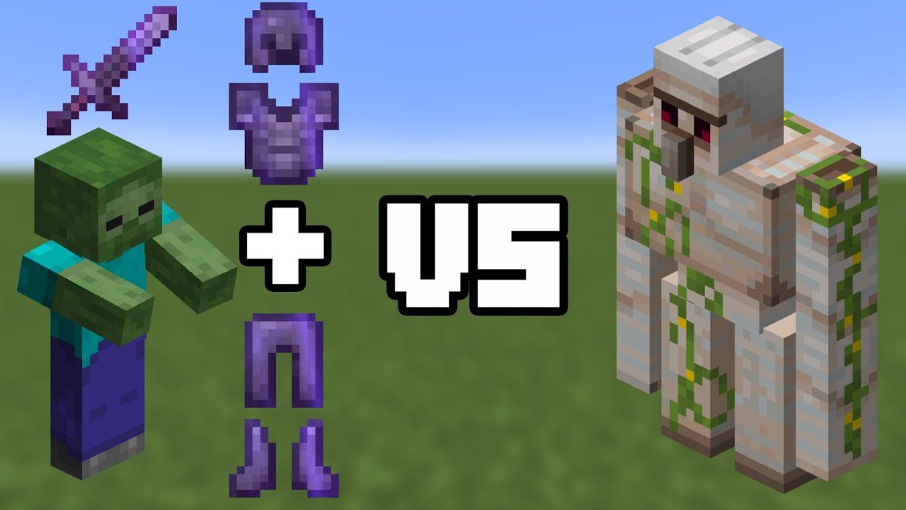 Full Enchanted Netherite Armor Zombie VS Iron Golem