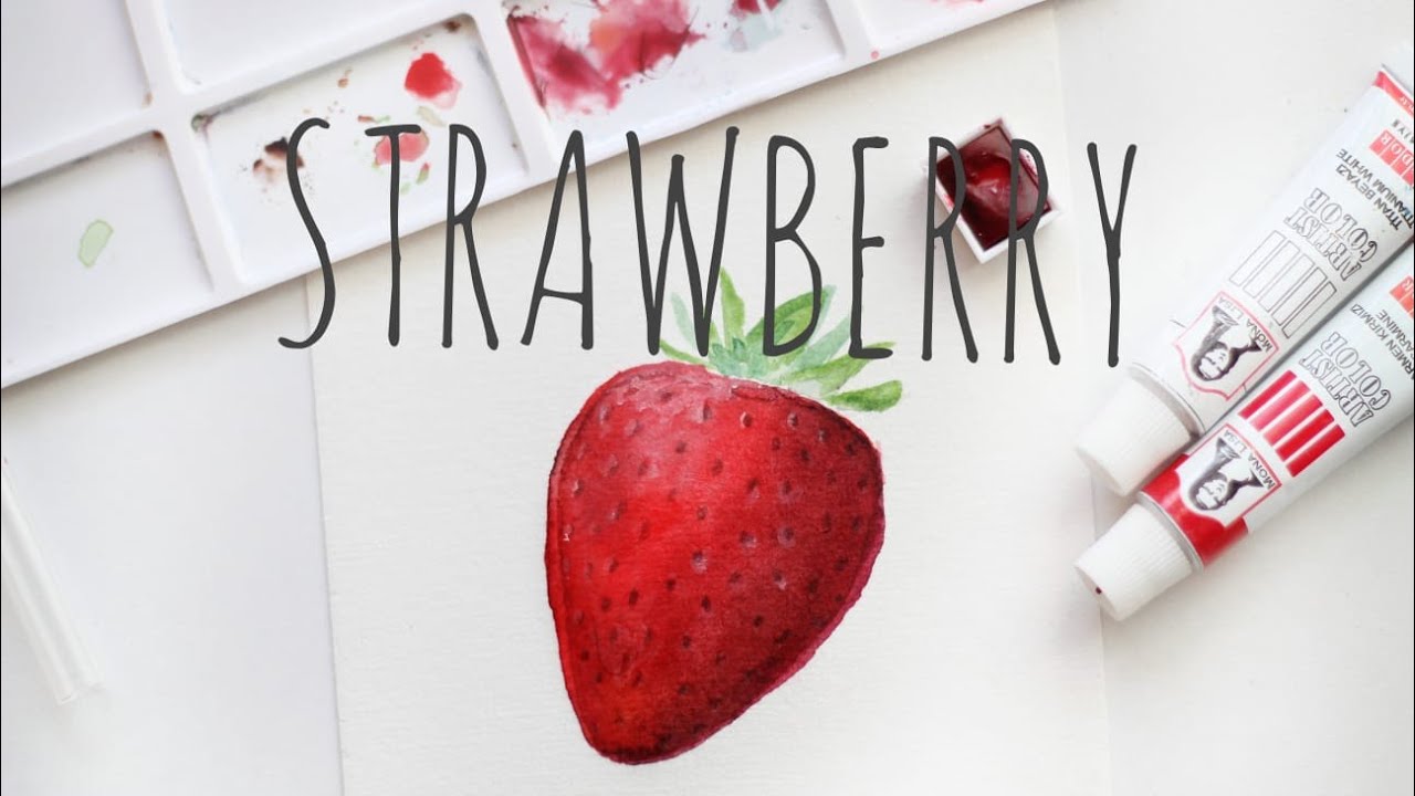 suluboya cilek cizimi | realistic watercolor strawberry drawing