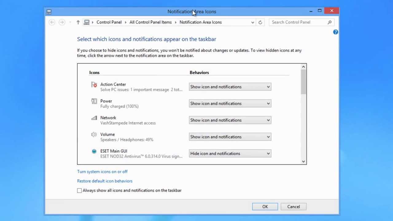 How to hide/show clock on your taskbar in Windows 8