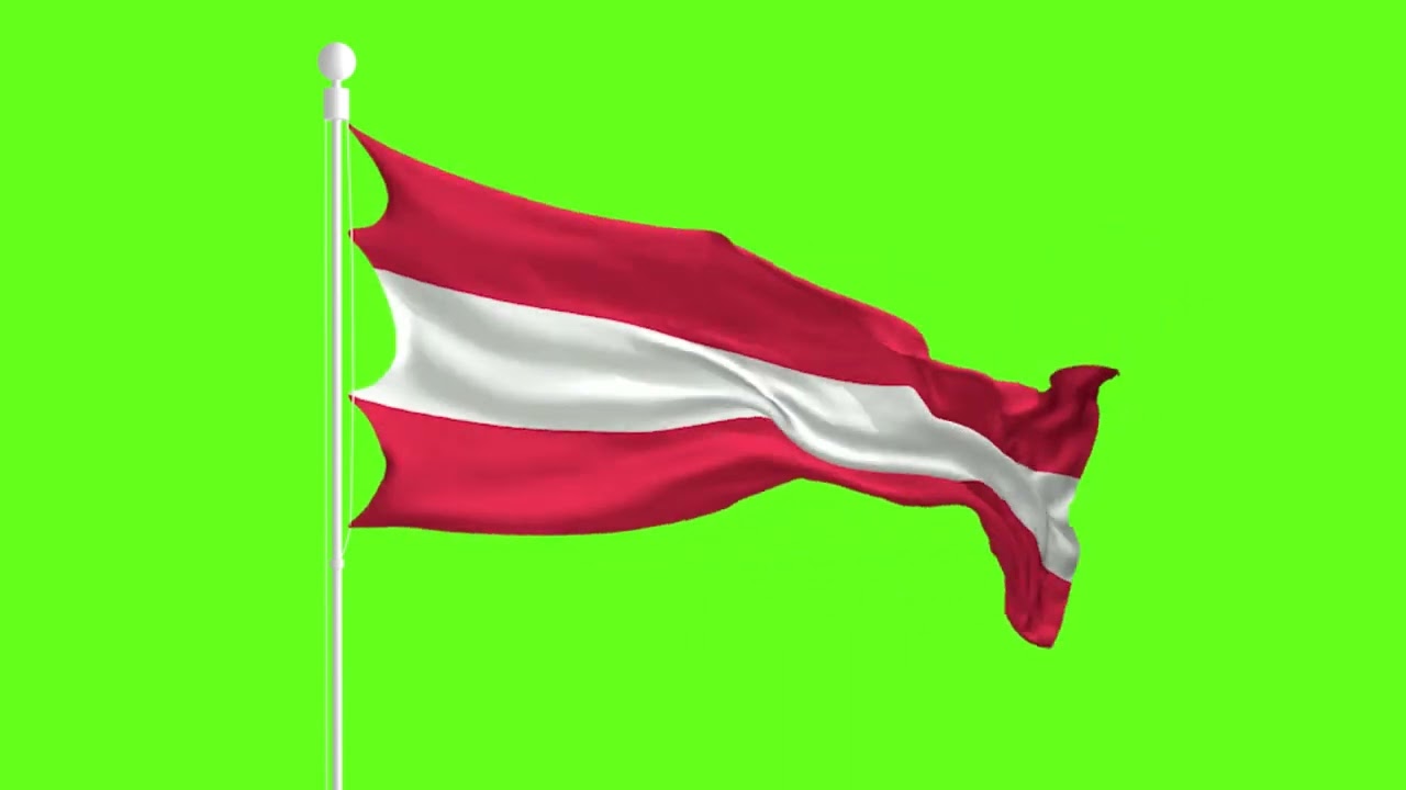 Austria Flag Waving and Fluttering on a green screen free download
