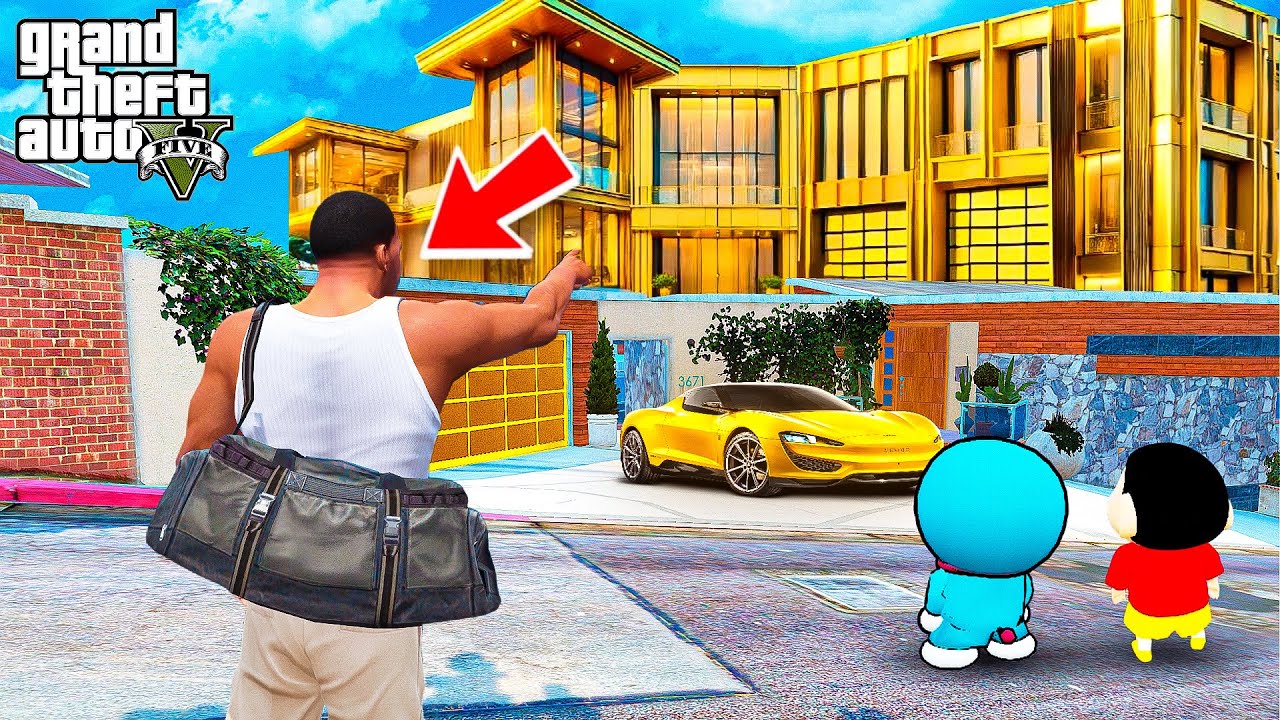 Franklin Upgrade a New Golden House to Surprise Shin Chan in Gta 5 in Telugu